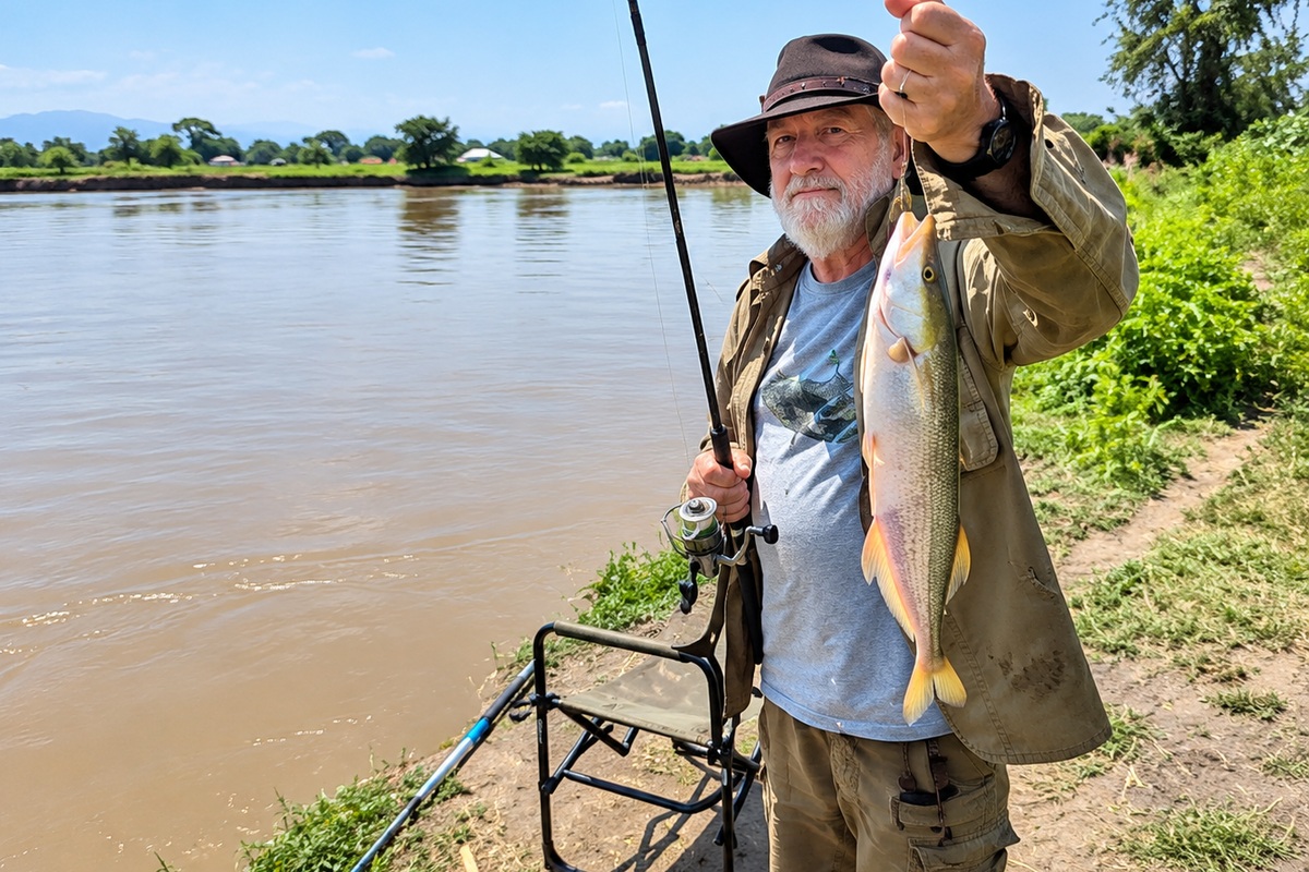 Angler fishing near Semliki Fishing River Camp Uganda