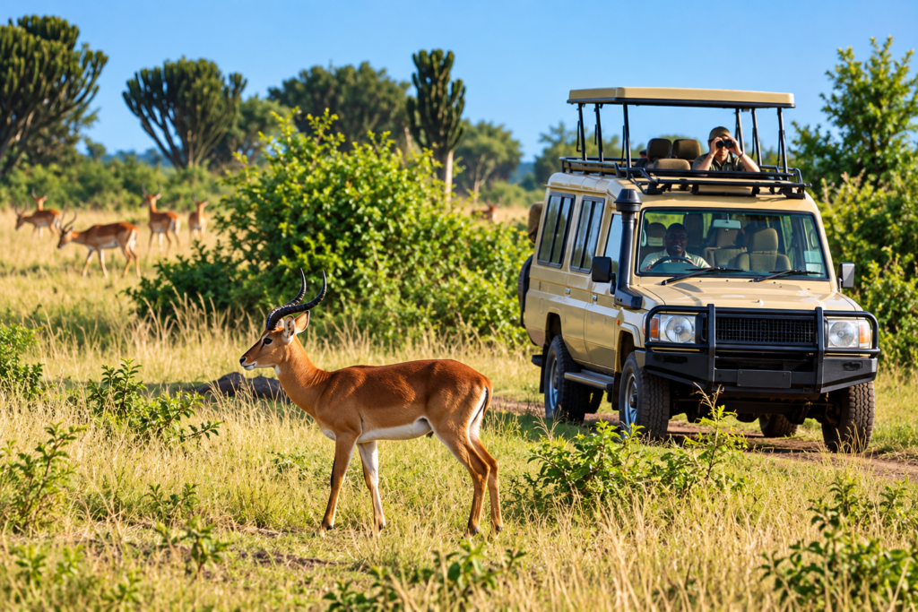 Kasenyi Plains safari guide game drive in Queen Elizabeth National Park