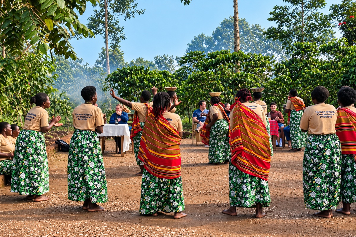 Community cultural experience at Little Monkey Camp near Kibale Forest