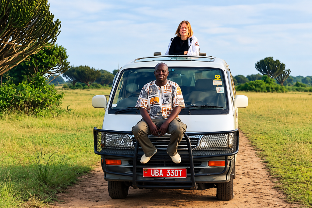 Queen Elizabeth safari guide Monday Godfrey on a private game drive