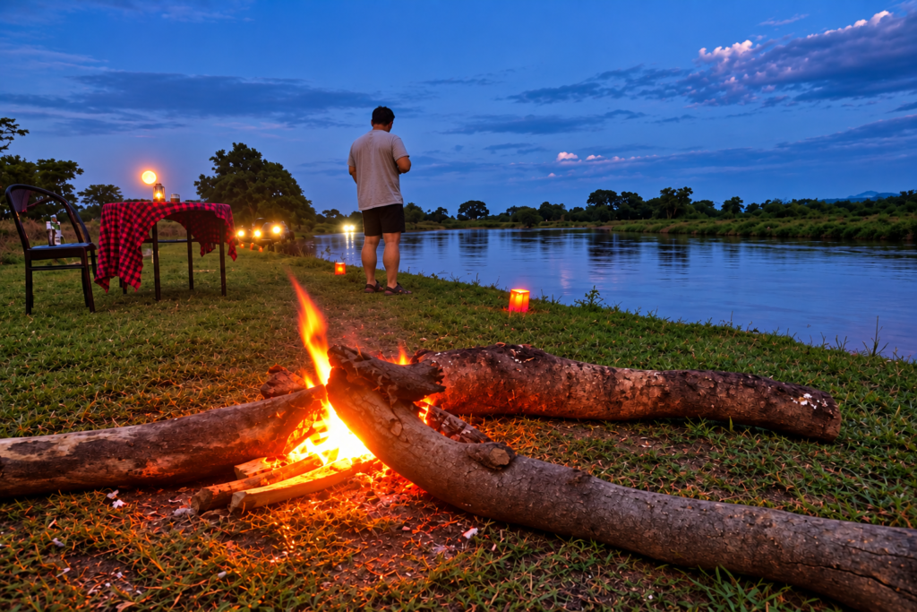 River landscape near the camp in Uganda