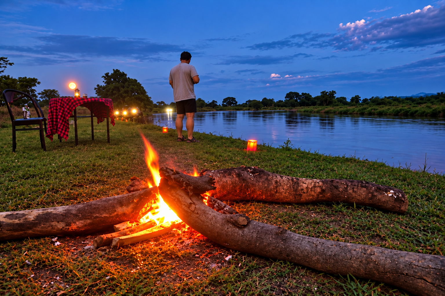 Riverside campfire experience in Semliki western Uganda
