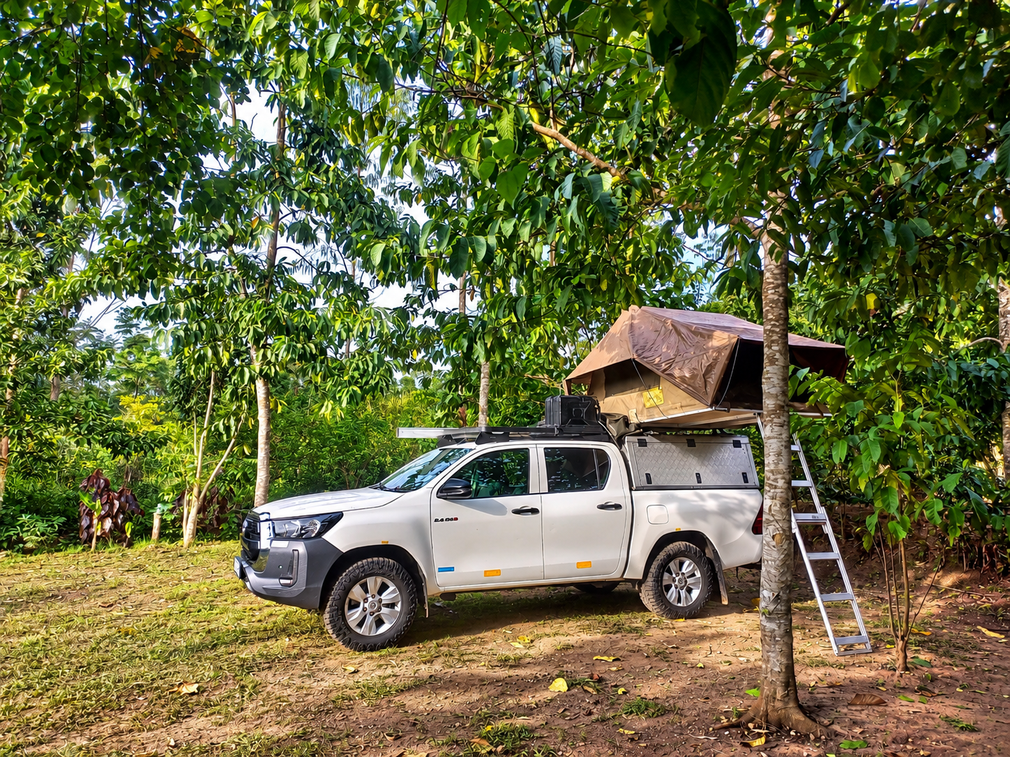 Rooftop tent camping near Kibale National Park at Little Monkey Camp